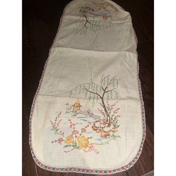 Other - Embroidered Nature Scene Table Runner vintage